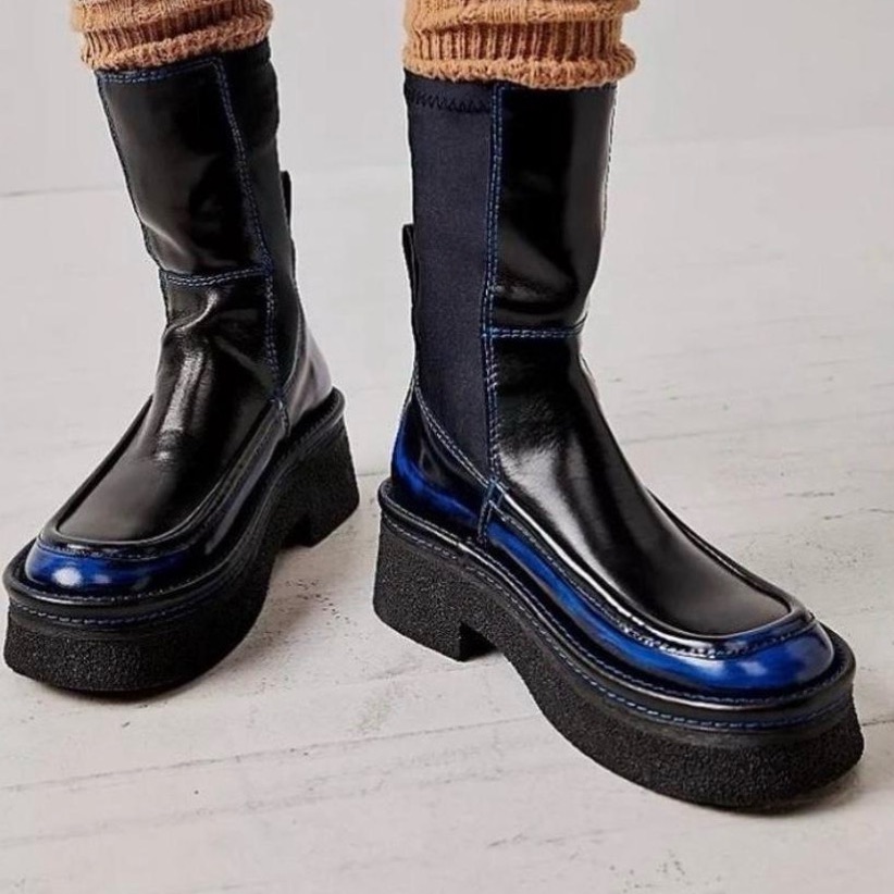 Miista Amarah Black/Blue Ankle Boots